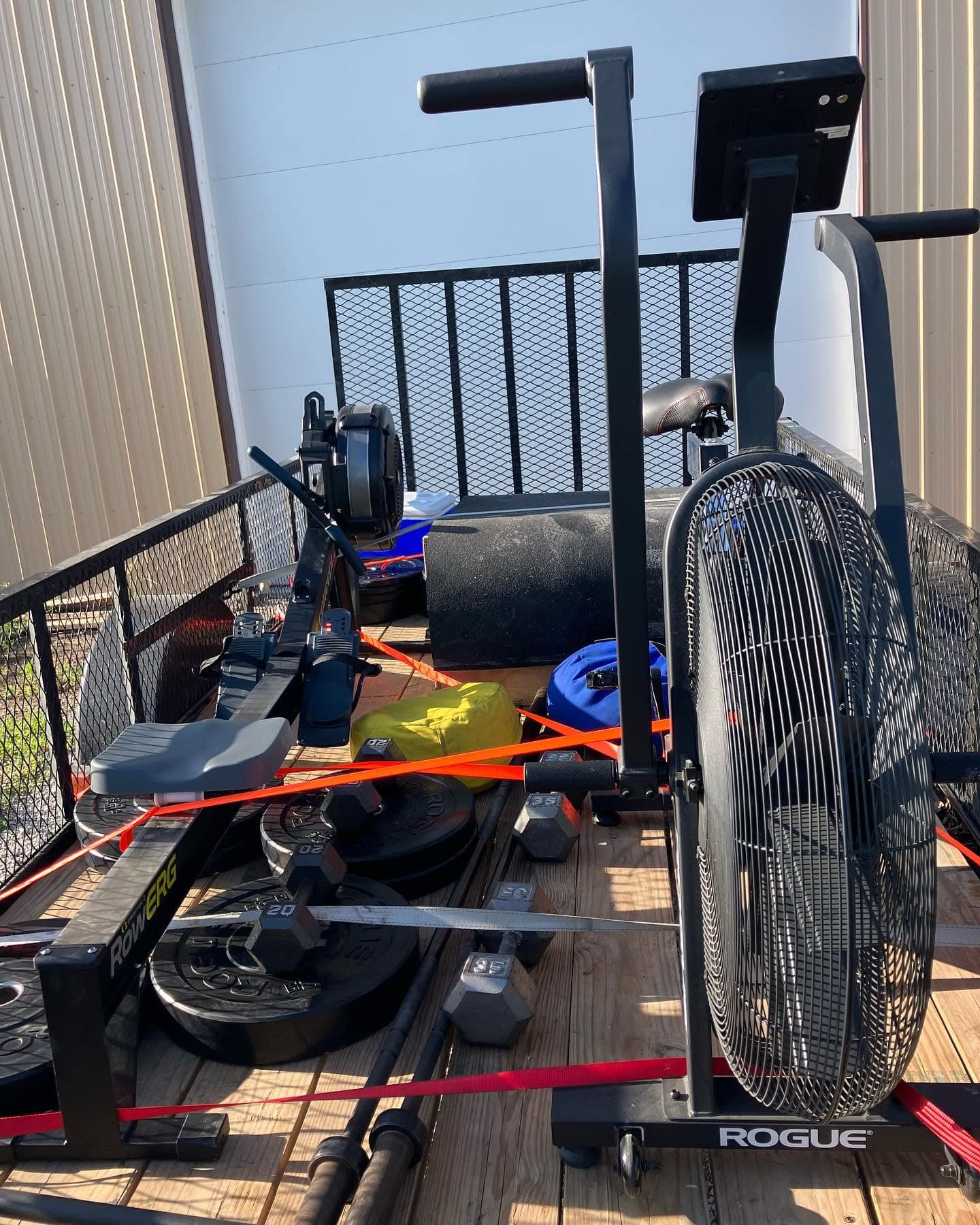 Commercial equipment staged for removal.