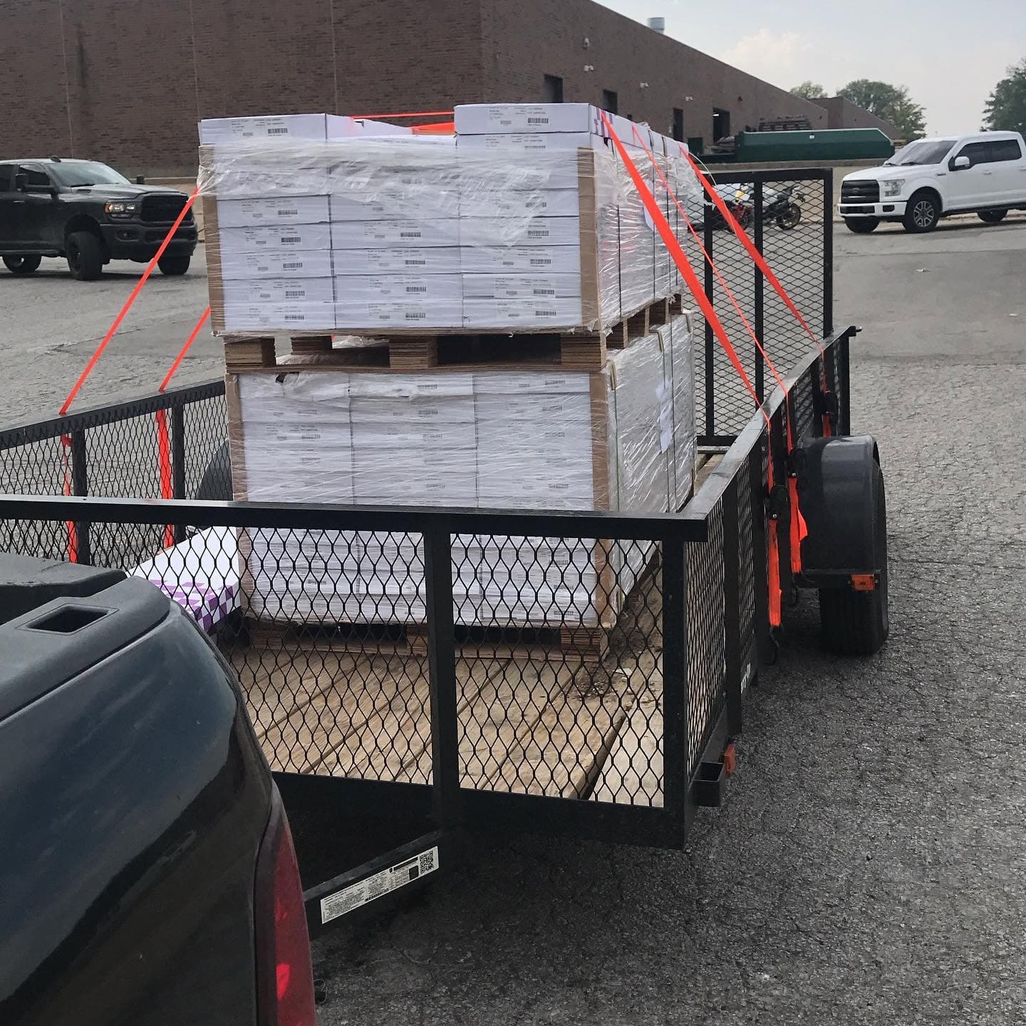 Pallets loaded on a trailer for delivery.